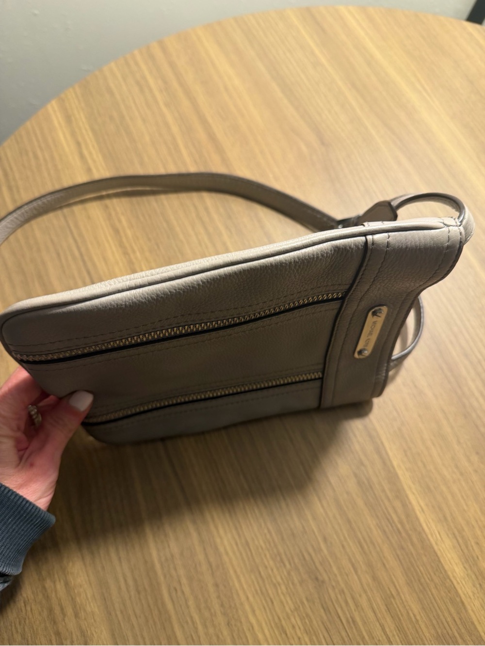 Michael Kors Pebbled Leather Crossbody in Light Gray - Picture 7 of 11
